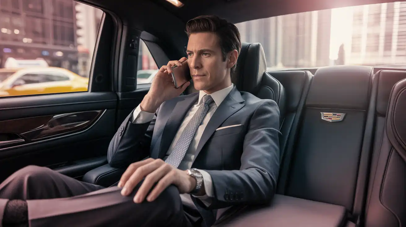 business man riding in back seat business man riding in back seat